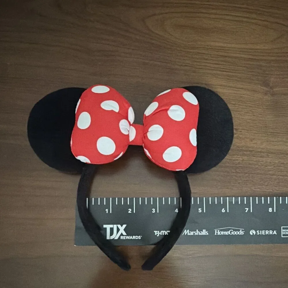 MINNIE MOUSE Red  White Polka Dot PUFFY  BOW Ears Headband  Costume No Logo